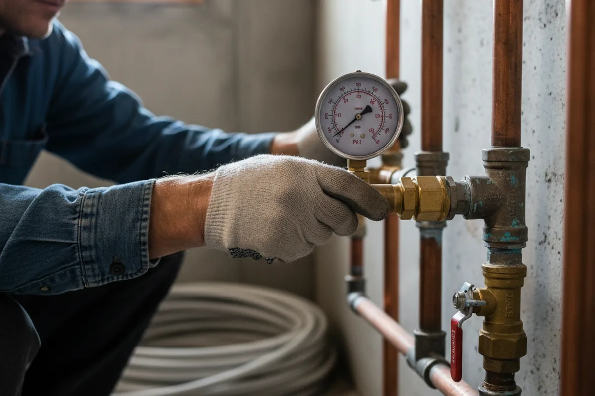 Pressure testing a repaired line during Water Line Repair in Limestone